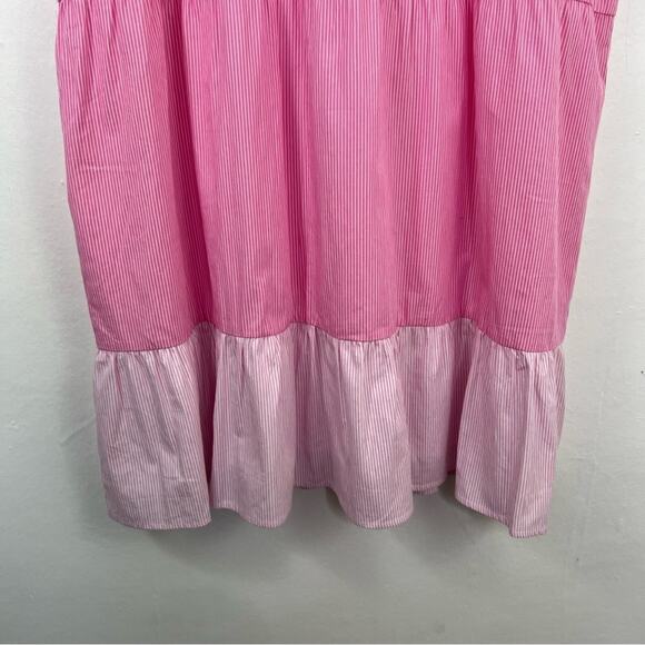 Duffield Lane Pink White Striped Adele Tiered Dress Size Large - Picture 9 of 13